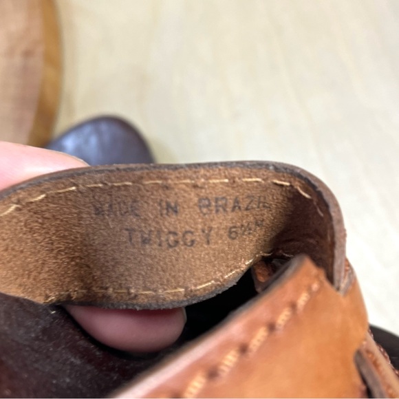 *NXP | "Twiggy" Vintage Made in Brazil Wooden Heeled Leather Straps Sandals 6.5 - Picture 11 of 16